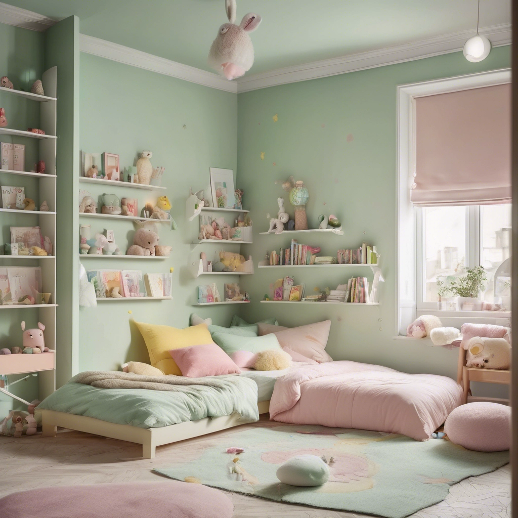 Chambre d'enfants avec des tons pastels